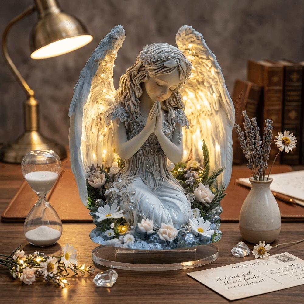 Acrylic Angel Statue Radiant Design Desktop Decoration Prayer Angel Acrylic Ornament Cafe Decor