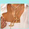 Collier Pendentif Croix Pour Femmes Avec Design Géométrique en Alliage Et Ornements Inspirés de la Nacre Pour un Style Mode Décontracté