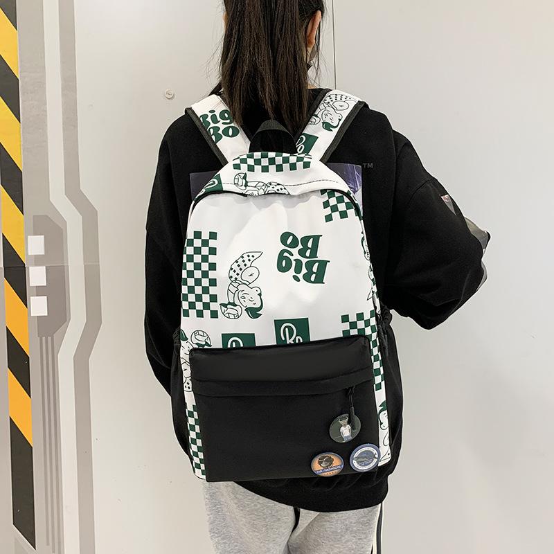 Schoolbag Japanese graffiti large capacity schoolbag male ins trendy cool junior high school high school college student campus travel backpack