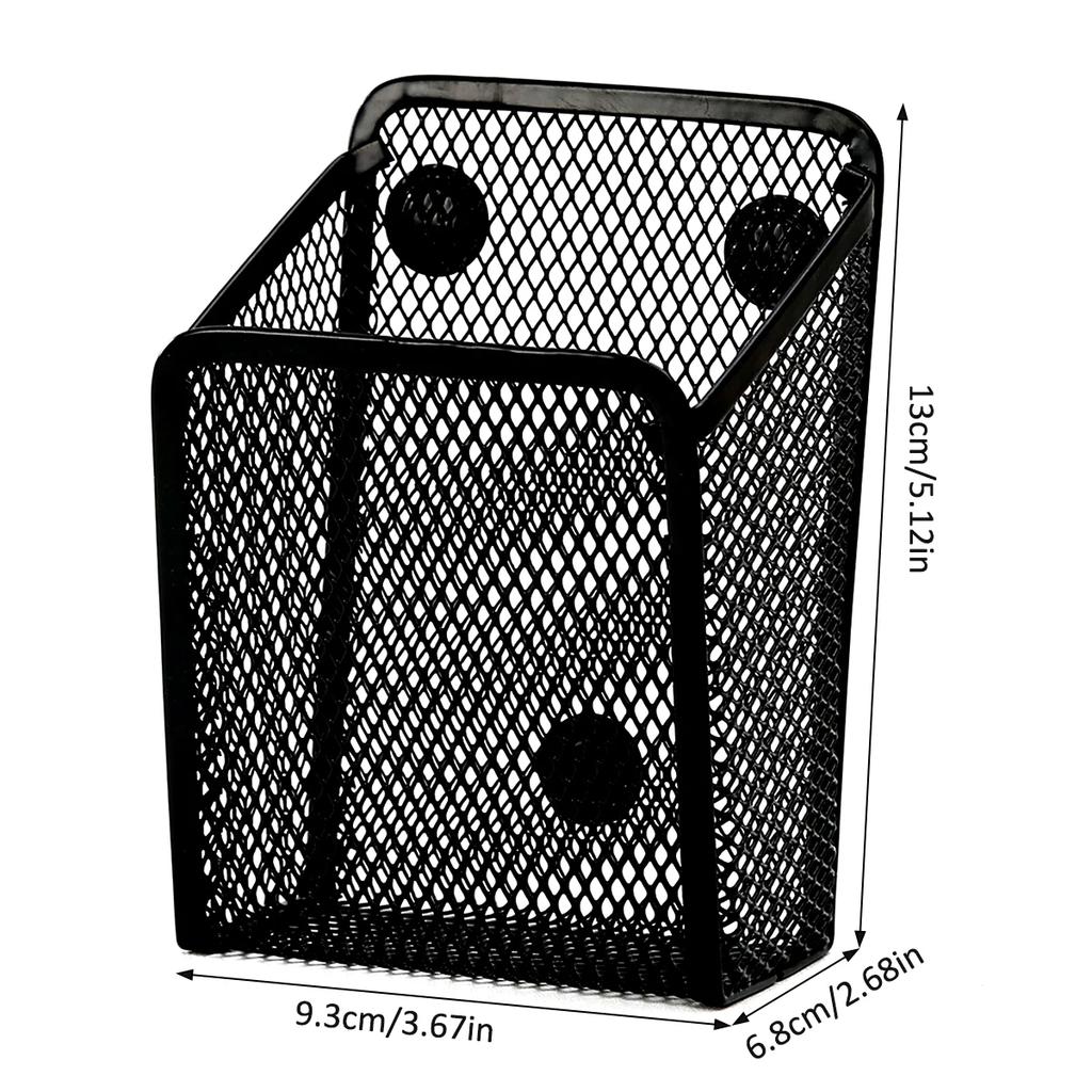 Mesh Magnetic Pencil Holder Metal Stationary Organizer Desktop Stationery Storage Mesh Basket for Refrigerator Locker Office