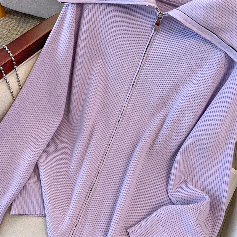 Plus Size Women's Loose Lapel Sweater, Bust 150/160, Knit 350-8080