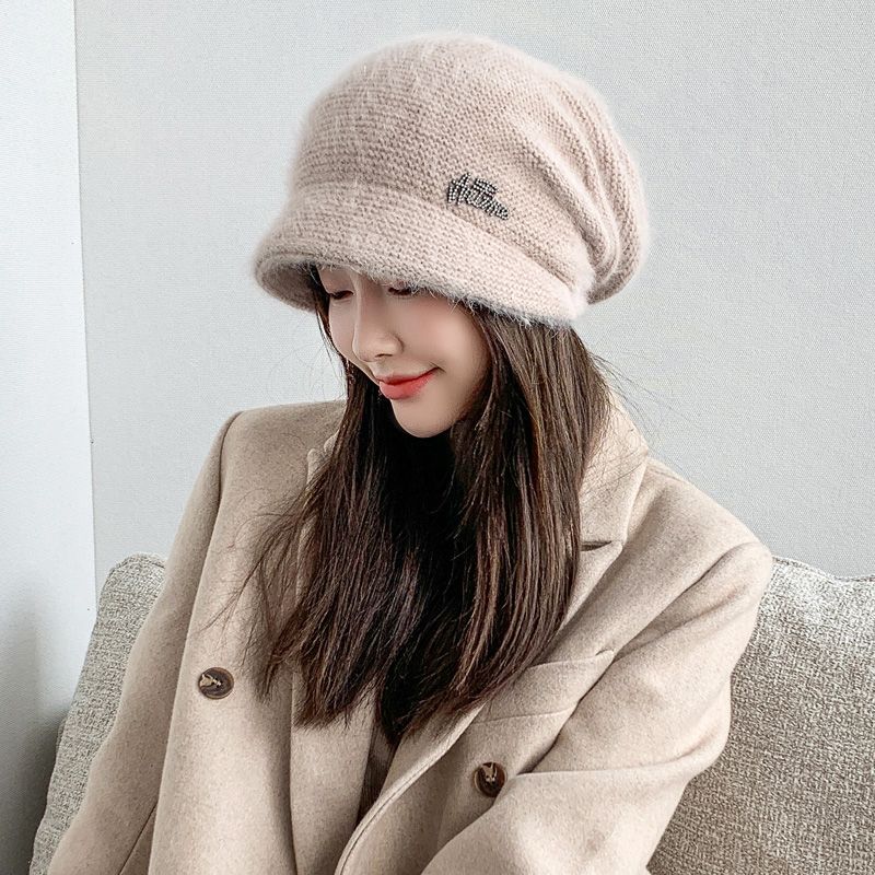Hat Women's Winter Fashion Autumn and Winter Thermal Hat Knitted Wool Hat