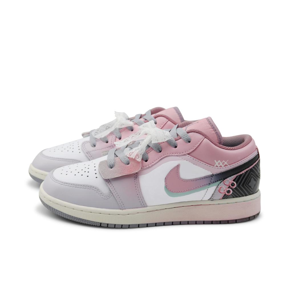 Jordan Air Jordan 1 Low Slip Resistant Low top Vintage Basketball Shoes GS Black White Pink 553560-053(Team186-S-BOX)