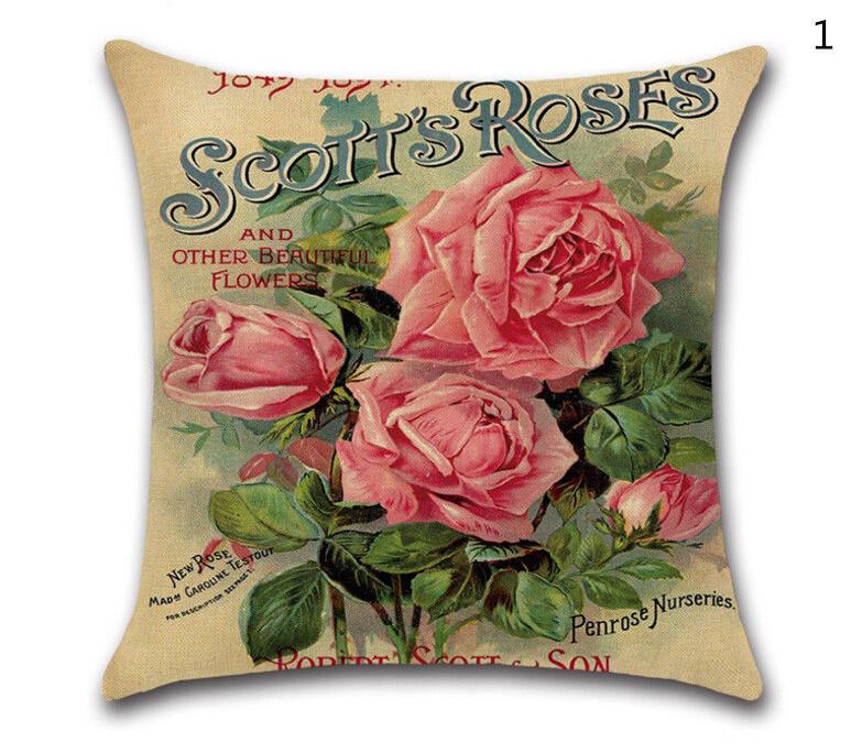 Premium Quality Tropical Feuilles Cushion Cover With Vintage Floral Design For Sofa