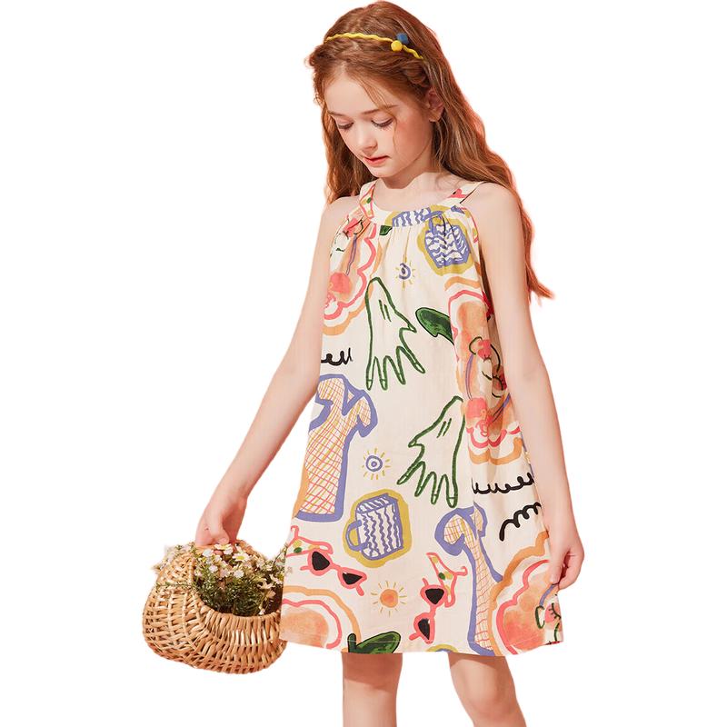 

ASK JUNIOR Girl s Summer Casual Graffiti Print Suspender Dress 170