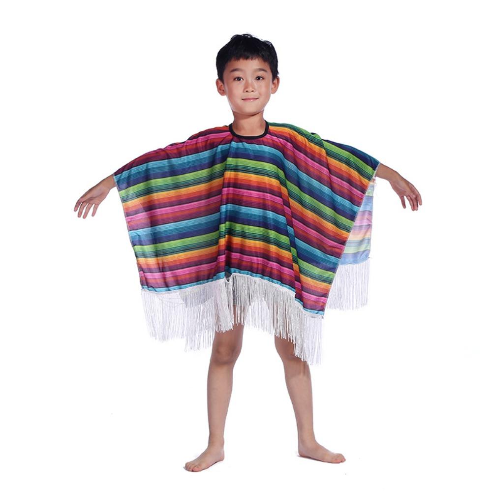 Halloween Mexican Costume Ethnic Cloak Mexican Poncho Mexican Style Cloak Cape  Kids Adult