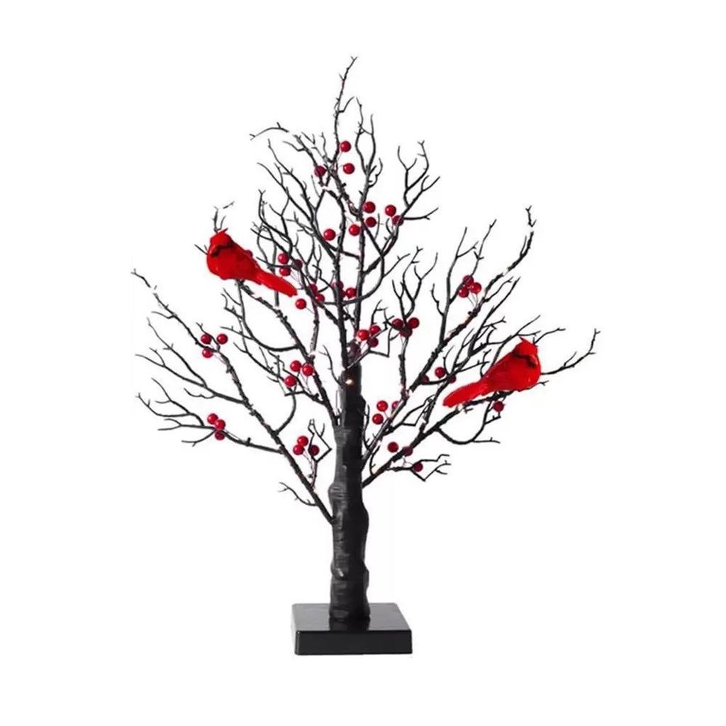 LED Luminous Red Bird Desktop Christmas Tree Festive Atmosphere Decoration Ornament Indoor Spring Festival Christmas Tree Light