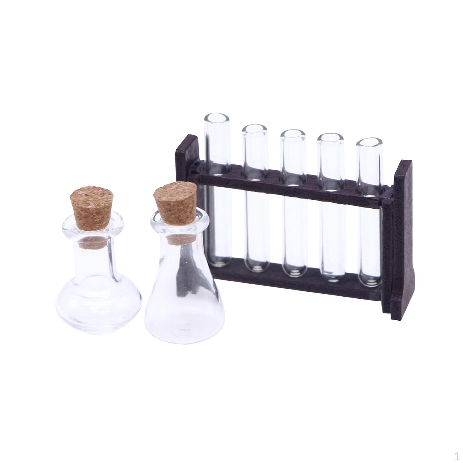 

1/12 Набір пробірок для лялькового будиночка Експерименти Прозорі скляні пробірки Наукова лабораторія Модель лялькового будиночка Wood