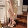Summer Crystal Transparent and Breathable Two Wear Cool Slippers Women Wear Fashion Temperament Women's Medium Heel High Heels