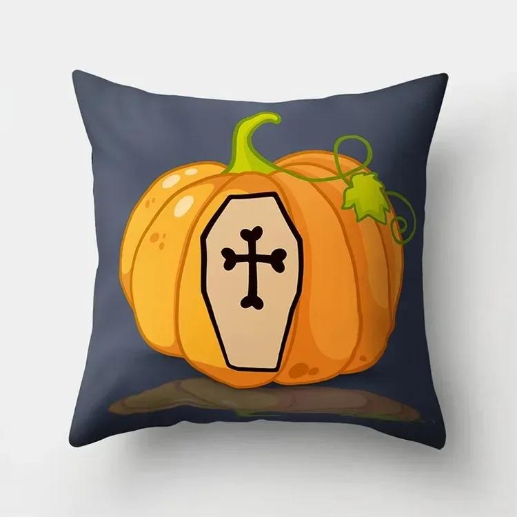 Halloween Witch Ghost Pumpkin Printing Catable Is Suitable for Family Living Room Sofa Room Decoration Pillow Sleeve
