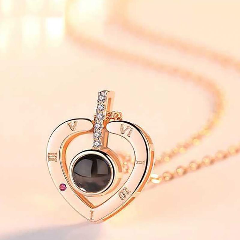 1PC 100 Languages Personalized Anniversary Custom Photo Projection Necklace Wedding Multiple Options Available