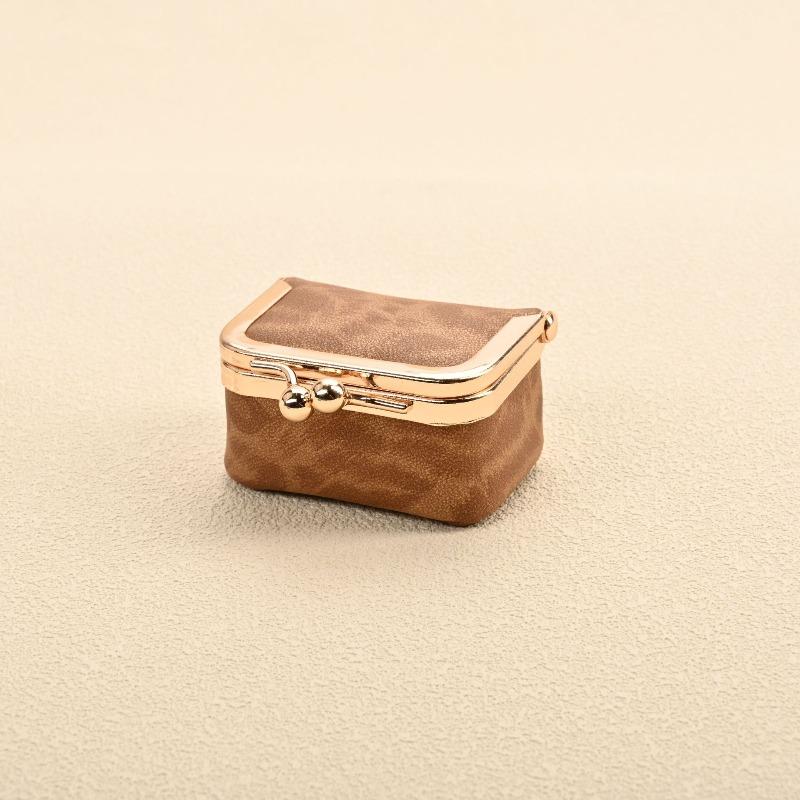 Mini PU Leather Kiss Lock Jewelry Box Leopard Pattern Portable Earphone Storage Case Coin Purse Ring Necklace Travel Organizer for Women
