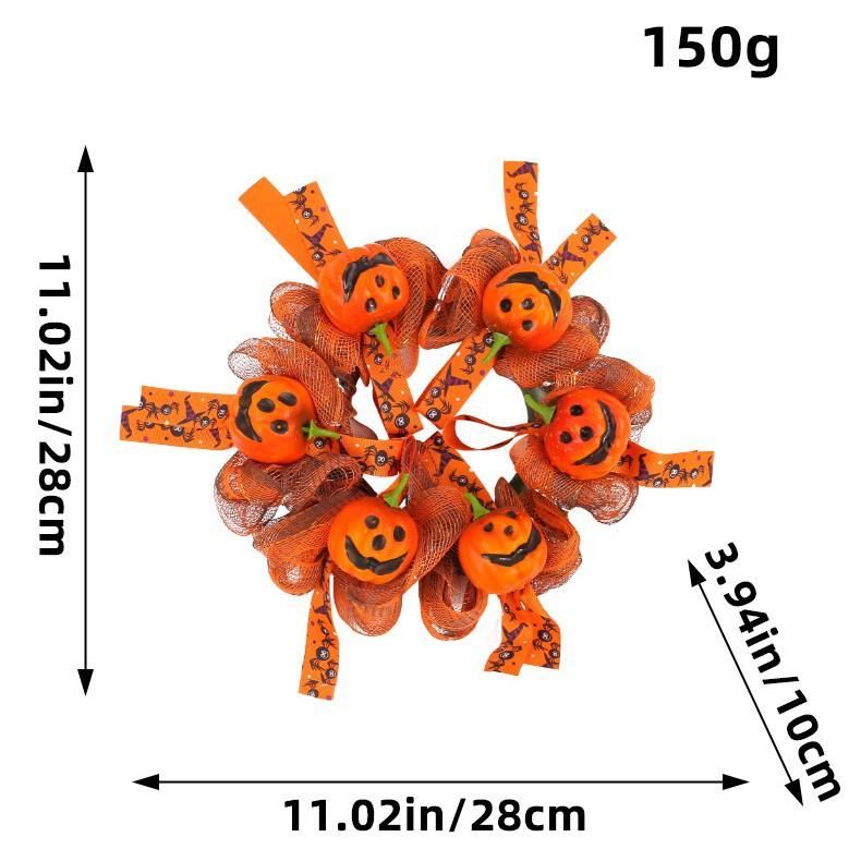 Halloween Wreath Pendant, Front Door Pendant Halloween Pumpkin Wreath Door Hanging