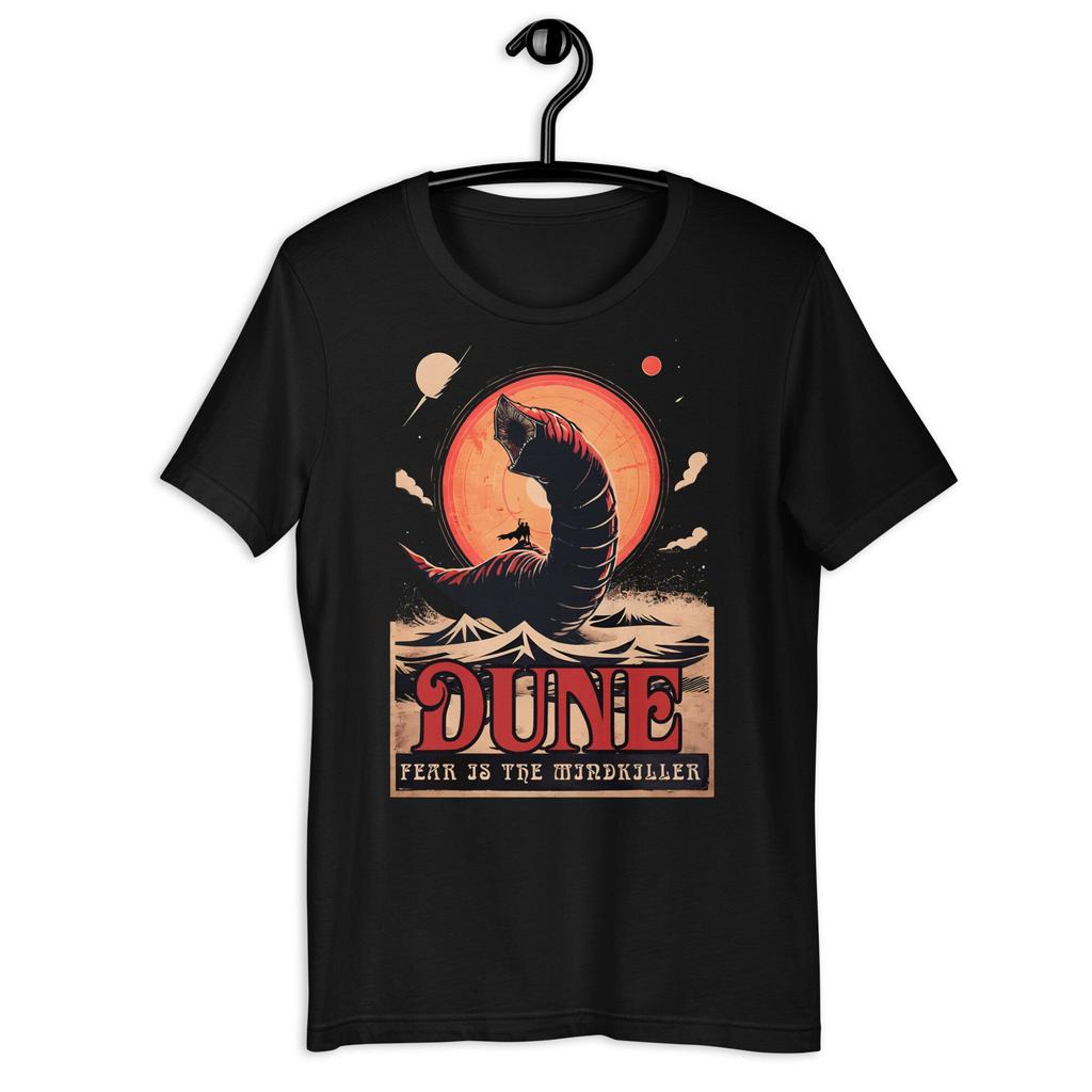 Retro Dune Shirt: Fear... Gift for Dune Lover Sandworm Dune Merchandise T-Shirt Summer Men's T-Shirt Crew Neck Cotton Tee