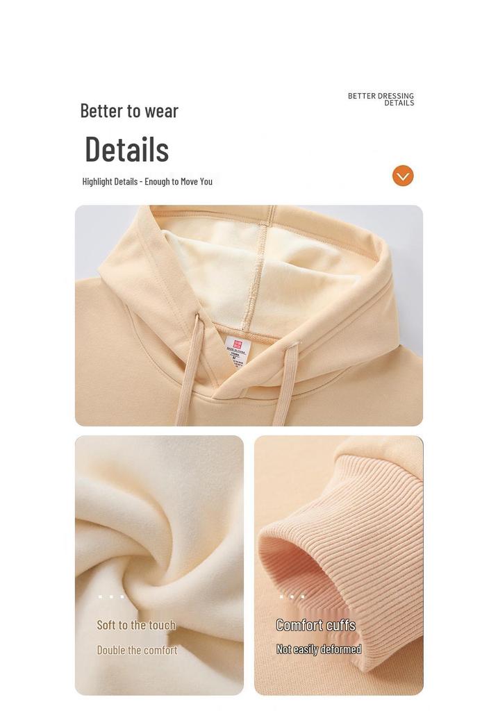 Autumn/Winter Fashion Trend Solid Color Hooded Pullover Sweatshirt with Patch Pocket and Custom Logo.