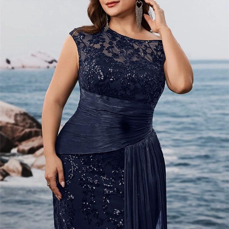 European and American Plus Size Cocktail Party Evening Dress, Mother's Dress, Plus Size Sequin Party Dress 4XL