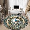1pc Peacock Mandala Office Round Area Rug,  Mat Suitable For Office, Under Office Chairs Bedroom Living Room Home Decor, Room Deco