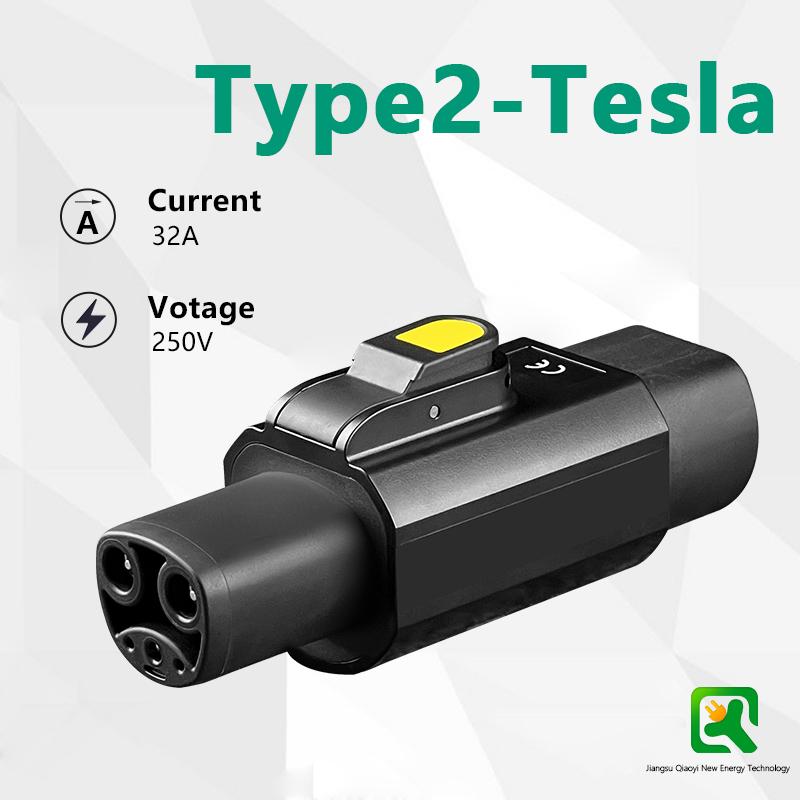 EVqiaoyi TYPE2 For Tesla Adapter 7.2kw TYPE2 Charging Pile to Tesla Car Charging Adaptor, Suitable for Model 3/Y/X/S