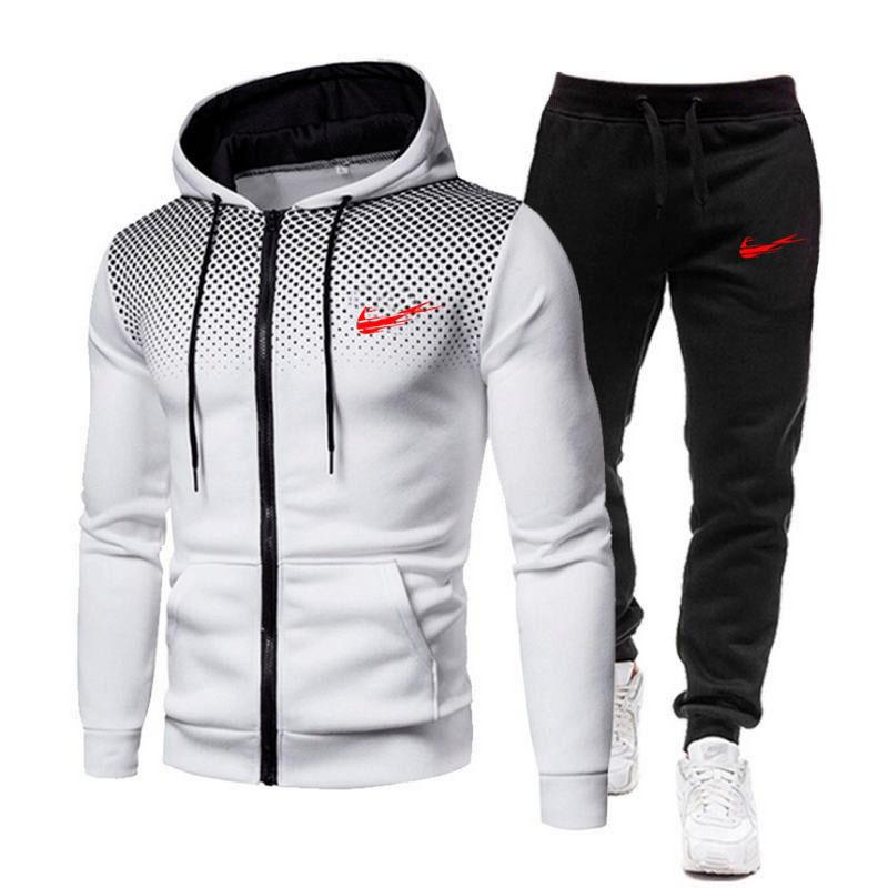 Men's Suit Sportswear Casual Zipper Hooded Sweater + Sweatpants Autumn and Winter Men's Casual Sports Suit