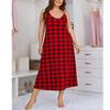 Women's Plus Size Long Nightdress Cami Full Slip Nightie Jersey Nightgown Buffalo Plaid Floral Sleeveless Nightwear Sleep Pajama Night Dress 1XL-4XL
