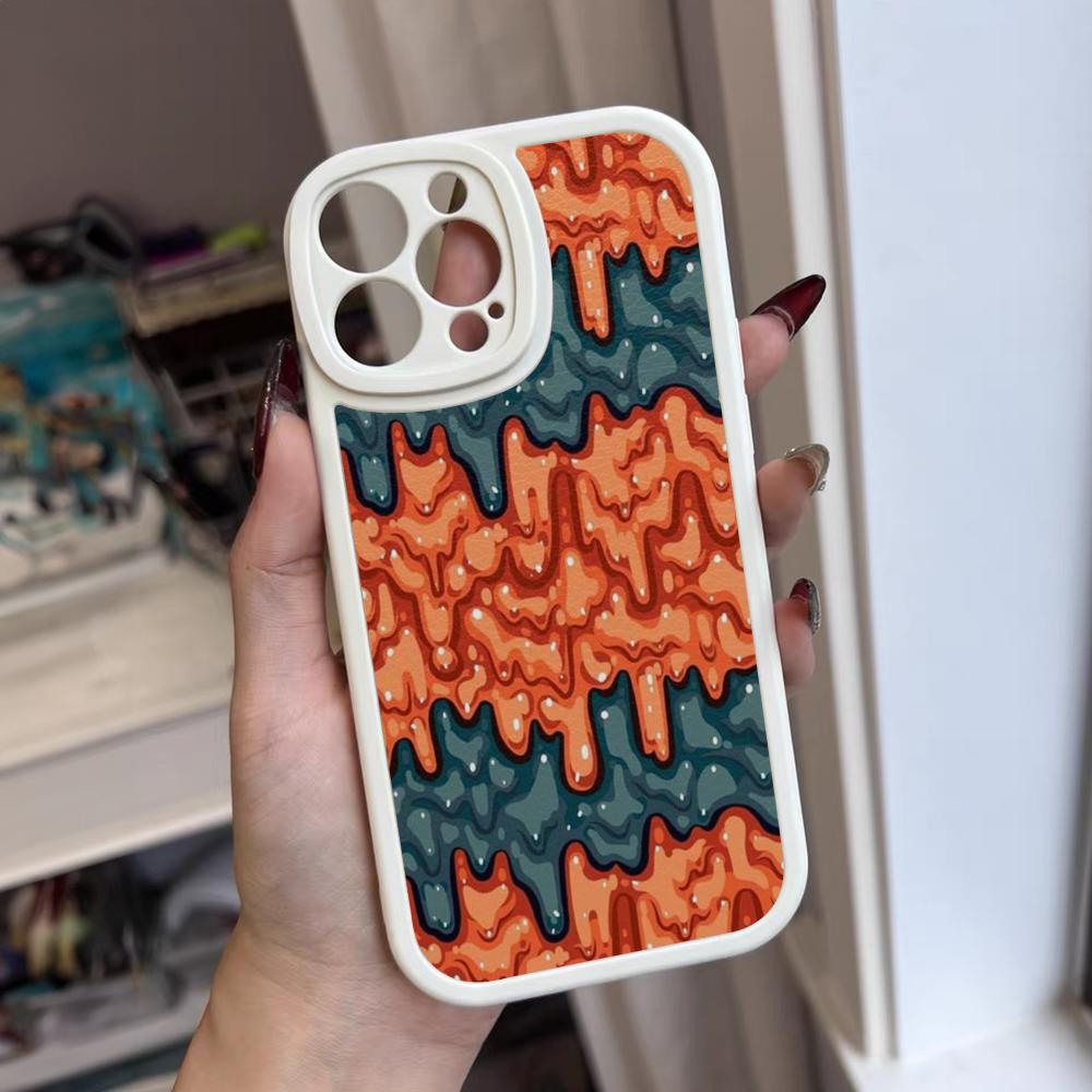 Slime Pattern Phone Case For Iphone 16 15 14 12 13 Pro Max 11 Mini Xs Puls Lambskin Silicone Cover