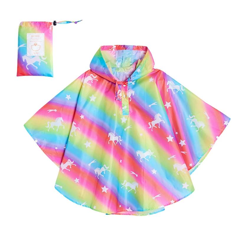 Children's New Style Poncho Raincoat for Kindergarten, School Backpack, Water Play, Lightweight Rain Poncho for 3-12 Years Old, Cartoon Design for