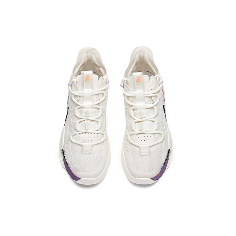 Anta G6 Wear-Resistant High-Top Skateboard Shoes Women's White Purple Sneakers 122128089-1