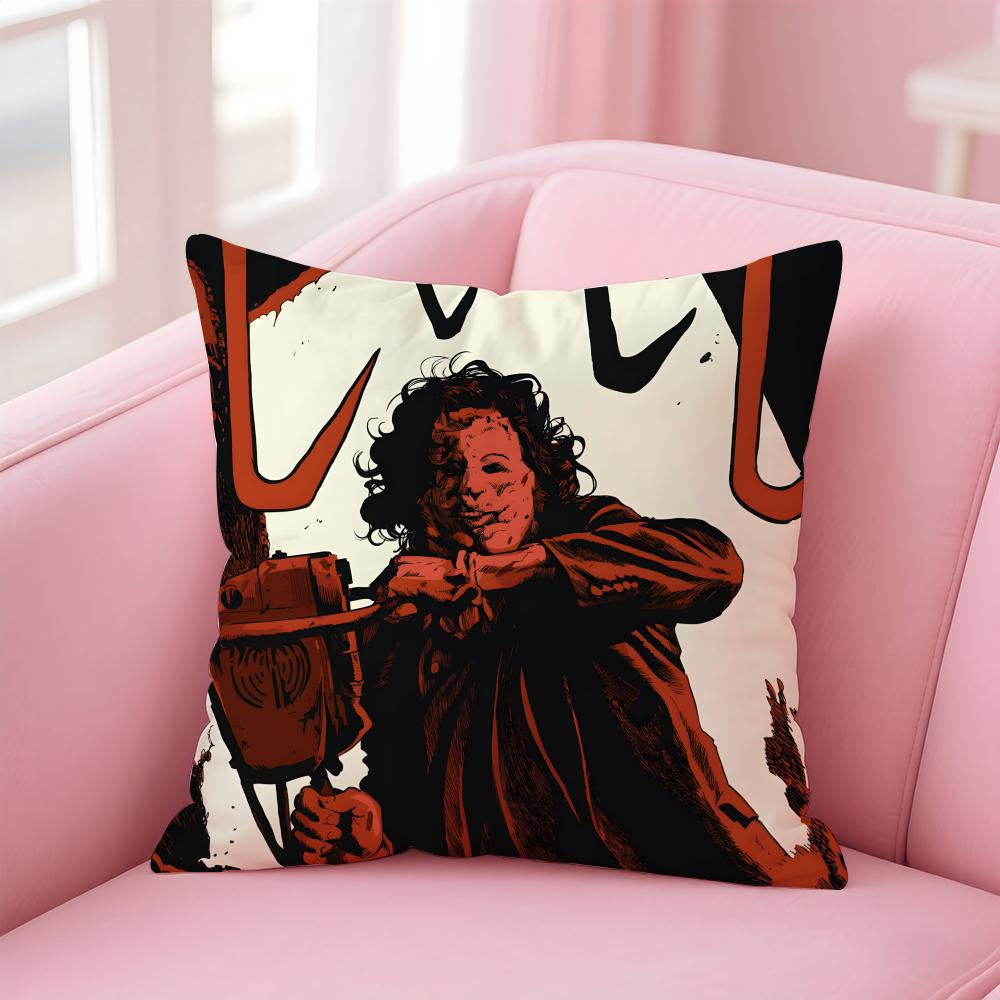 TThe Texas Chainsaw Massacre Cushion Cover Pillowcase Short Plush Invisible Zipper Room Sofa Cushion Cover