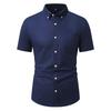Summer Oxford Cotton Short Sleeve Shirts Business Casual Square Collar Shirt Men