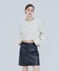 Pin Black Lambskin Simple Mini Skirt