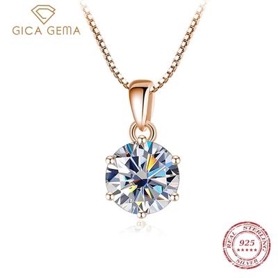 S925 Sterling Silber eingelegt 1ct Zirkon rosévergoldet Anhänger Damen einfache Schlüsselbein Halskette
