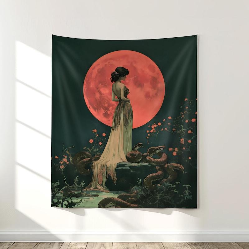 Lilith Tapestry Occult Witch Wall Mystical 75x100 чёрный