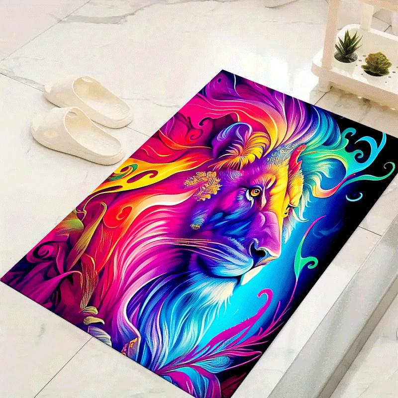 1pc Colorful Lion King Print, Design Indoor Area Rug - Soft, Anti-Slip, and Durable Gaming Room Decor for Bedroom