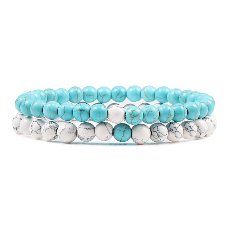 2Pcs/Set Couples Distance Bracelet Natural Stone Tiger Eyes Lava Beaded Bracelets & Bangles Men Women Jewelry Best Friend Gift