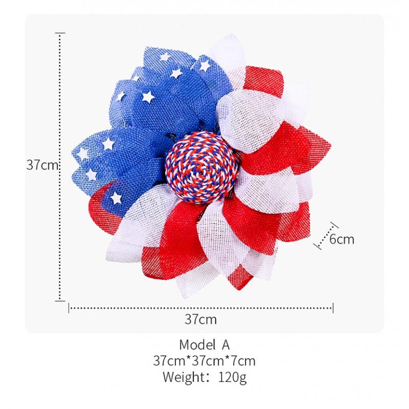 American Independence Day Wreath Home Festival Decor Mall Window Ornament Natural Dried Gypsophila