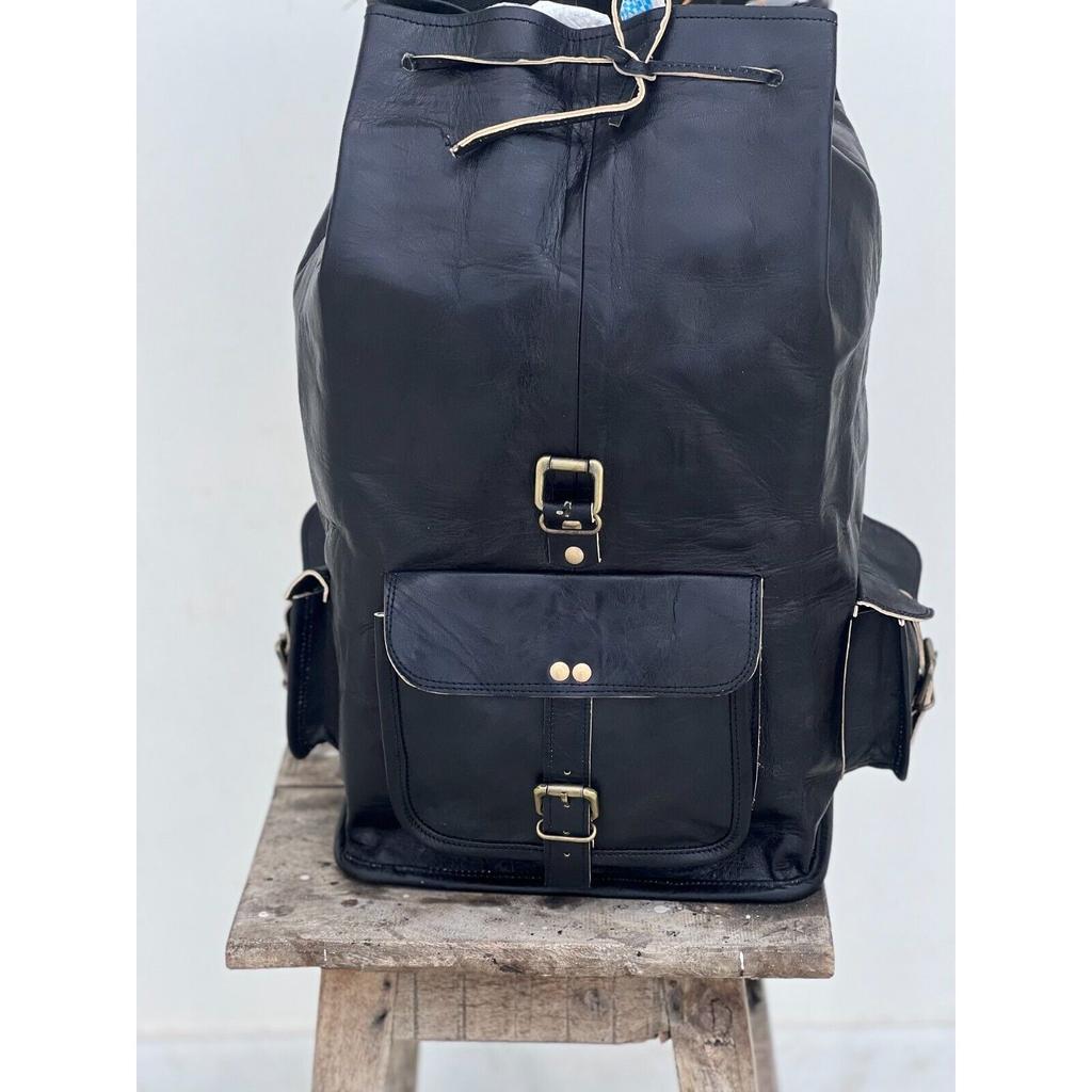 Kožený BATOH Ruksak z pravé kůže Cestovní černá pánská taška na notebook