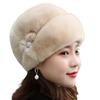 Cappello invernale da donna Vestibilità elastica Peluche imitazione visone Velluto antivento Tinta unita con berretto floreale Forniture per donna