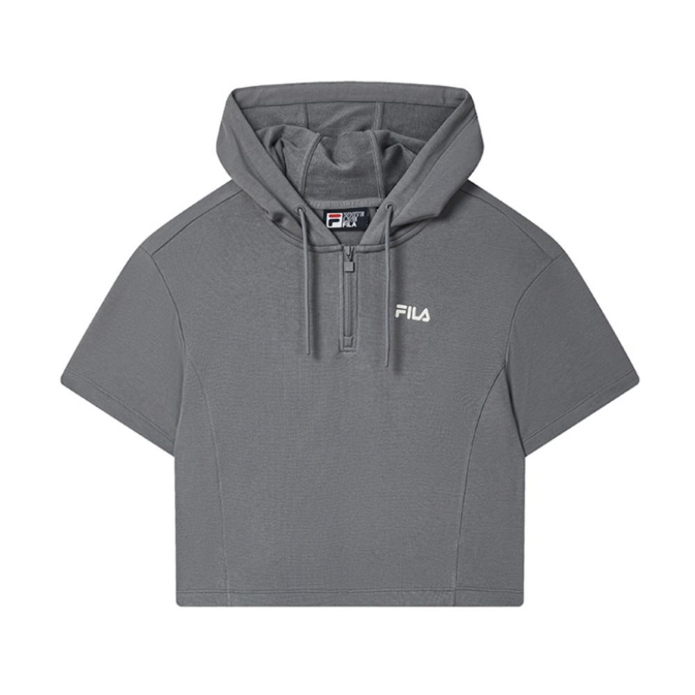 Fila Original Trendy Fashion Versatile Hip Hop Breathable Skin-Friendly Soft Loose Hooded Short Sleeve T-Shirt Women T-Shirts F11W539114F-DY