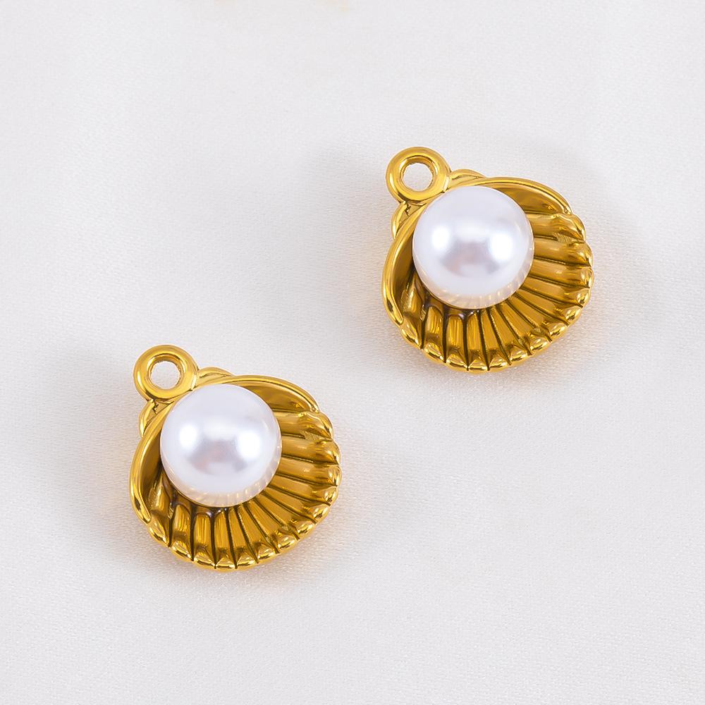 2pcs Stainless Steel Enamel Butterfly Pendants Crystal Bead Imitation Pearl Shell Heart Charm DIY Trendy Necklace Jewelry Making