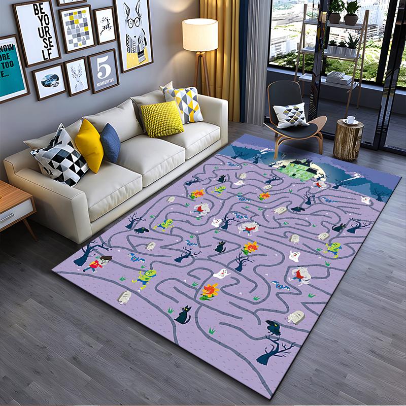 

Colorful Cartoon Haunted Path with Ghosts and Monsters Suitable for use as an anti-slip game mat for living room and bedroom sofas 40x60cm( 15x23in )