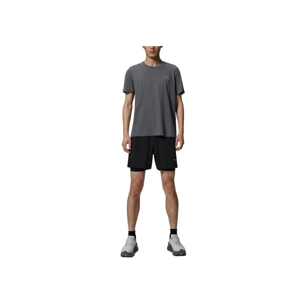 SAUCONY Solid Color Lace-Up Elastic Woven Sports Shorts Men Shorts Black SC2240193A-BK01