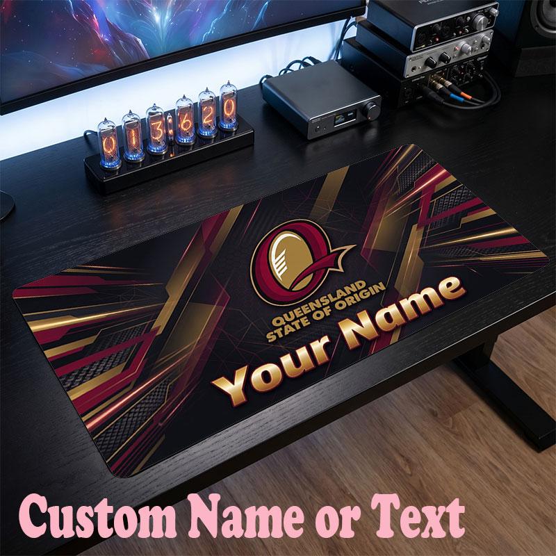 Queensland Maroons Customized Name Text Mouse Pad, Large Desk Mouse Mat Personalized Home Office Present