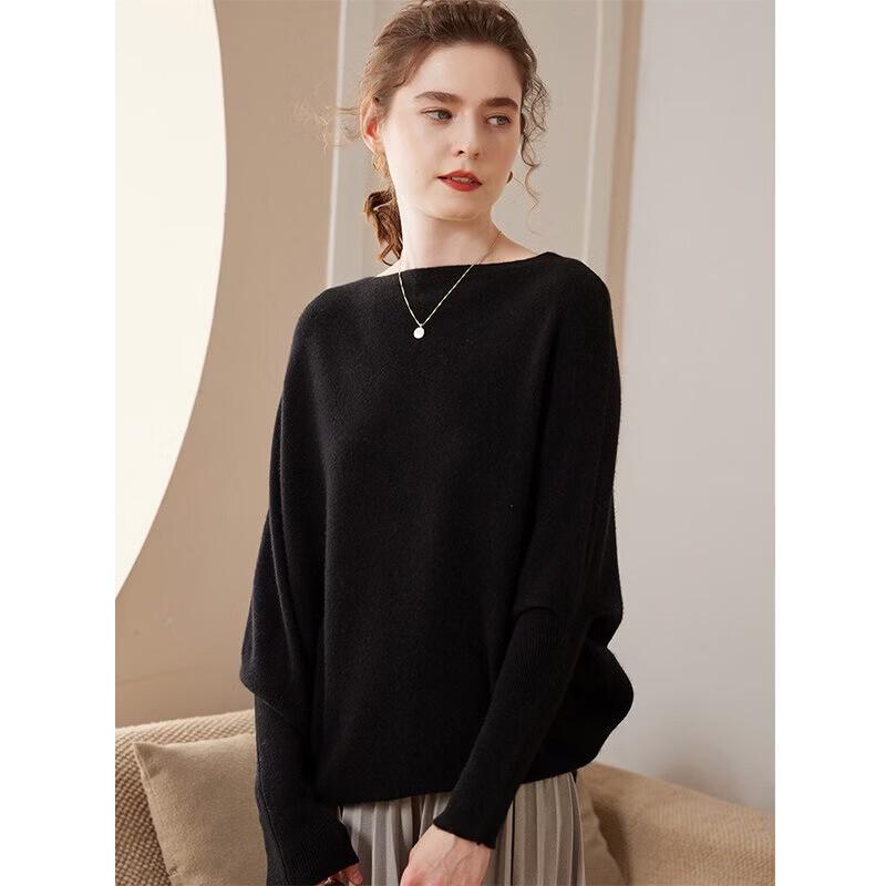 Kefanshe Minimalist Cashmere Blend Batwing Pullover Sweater