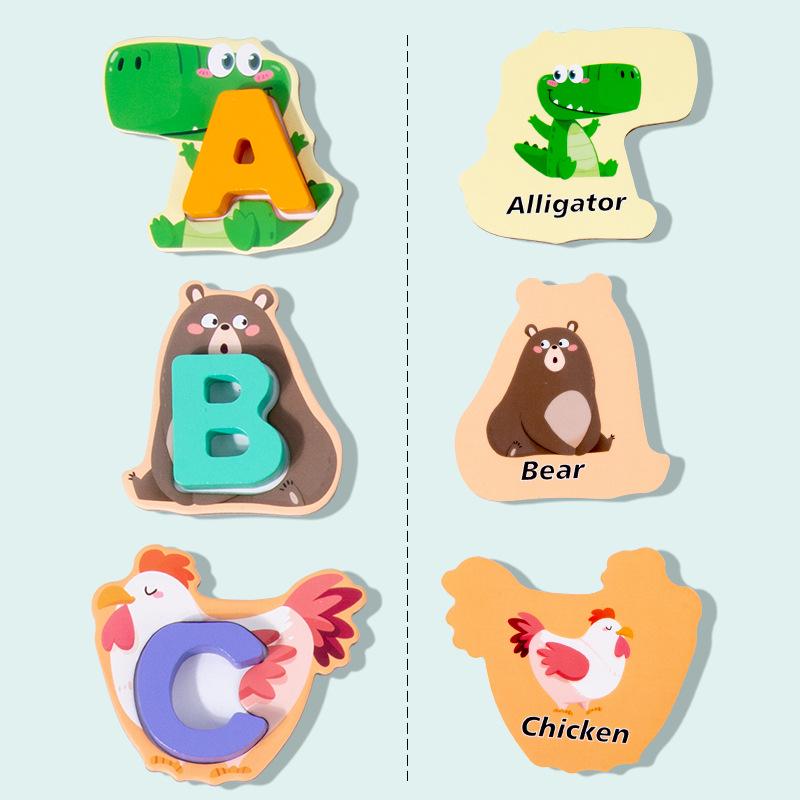 Montessori Alphabet Matching Wooden Blocks: Educational Puzzle Toys for Kids Ages 2-6.