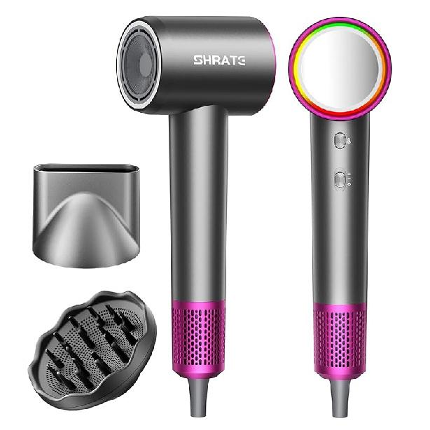 SHRATE Professional High Speed Ionic Hair Dryer | Ultra-Fast Drying | 500 Million Negative Ions | Low Noise | 160000 RPM | Compact Blow Dryer with