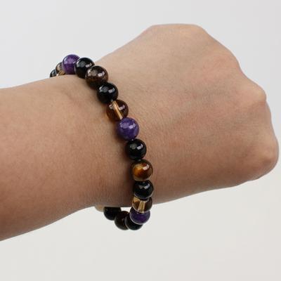 Festive Gifts Amethyst Tiger Eye Black Onyx Smoky Quartz Beaded Bracelet Natural Fashion Jewelry For Men Women Daily Wear GiftDaily Wear Gift