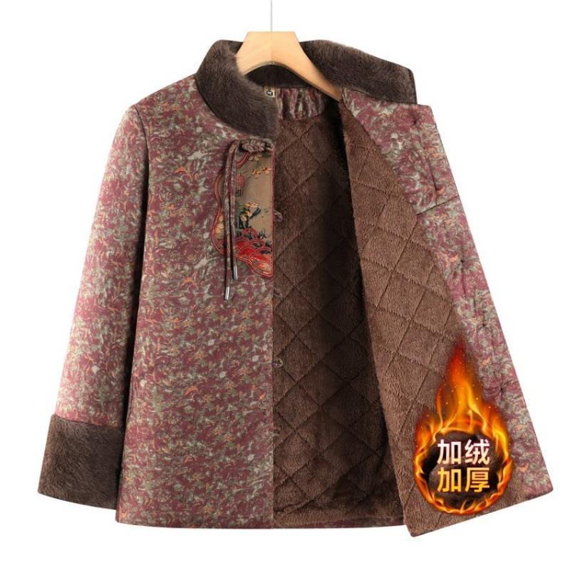 Winter padded jacket femininity top padded jacket old lady velvet thickened jacket