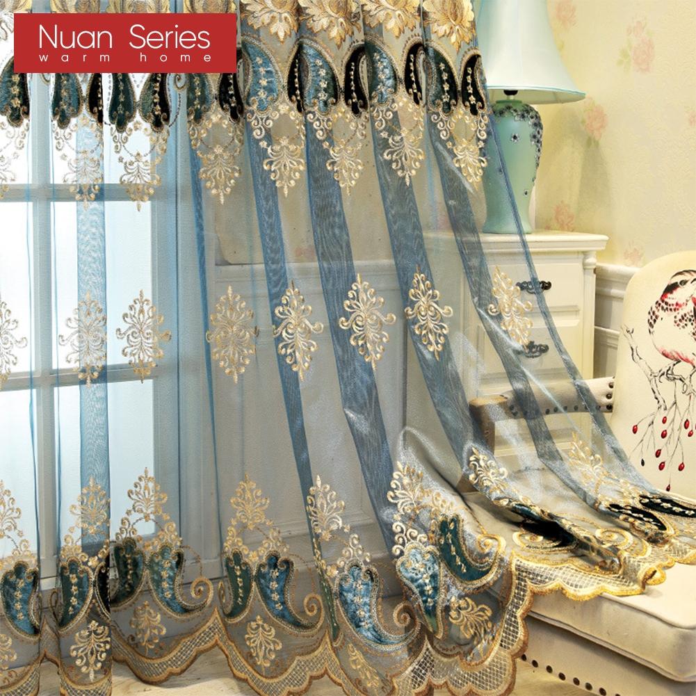 1PC Nuan Series 10-20% Blackout European High-end Embroidered Sheer Curtain for Living Room Bedroom Home Decor