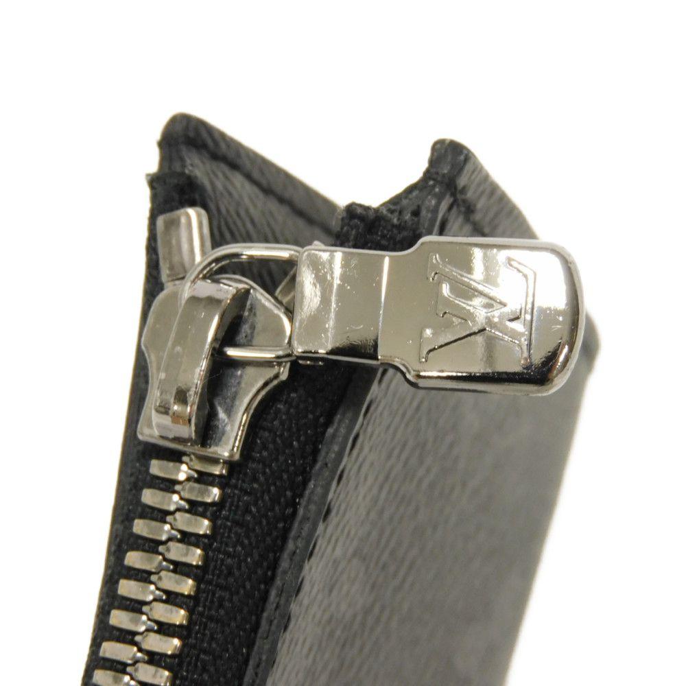 Gebrauchtes LV Logo L-Reißverschluss-Portemonnaie mit RFID IC-Chip (Monogram Eclipse) - Modell 12564 Geldbörse Jour M63536 7943 Schwarz Herren