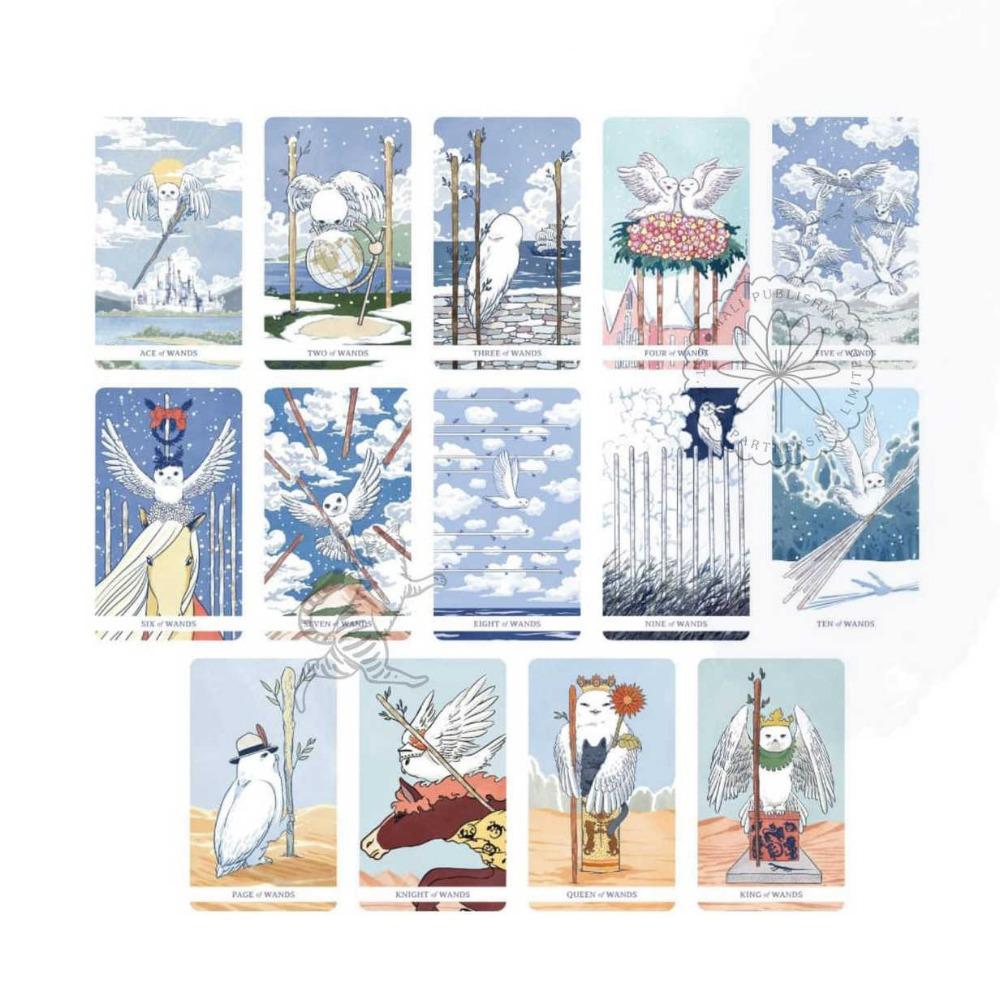 Ghid de bufniță capricioasă de tarot alb Winny de 12*7 cm pentru lecturi intuitive și auto-descoperire cu margini aurite, ambalat în cutie rigidă